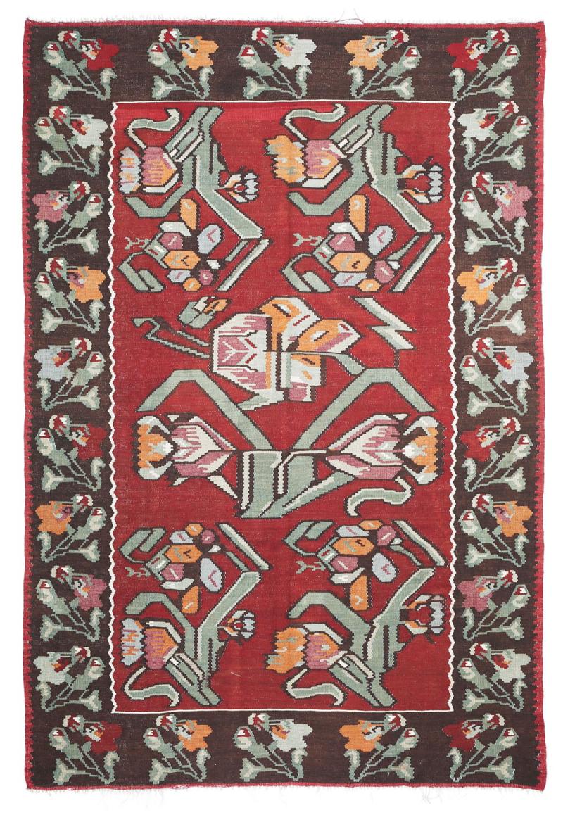 BALKANS HANDWOVEN RUG RED 205x302