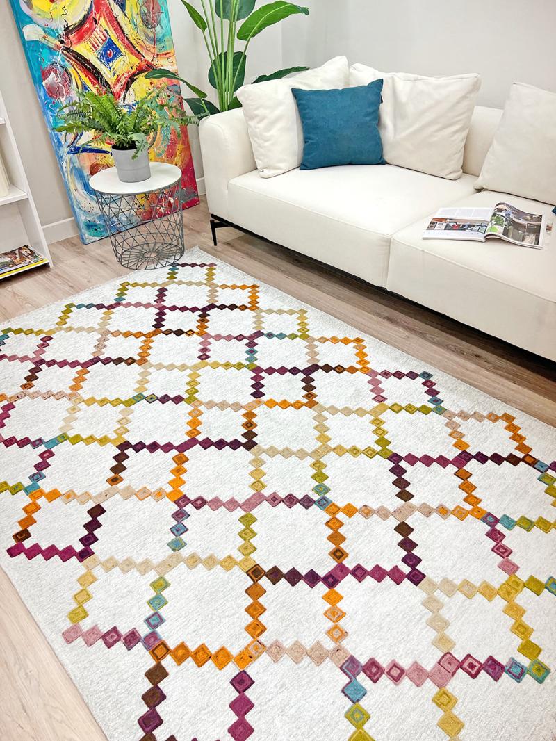 Moretti İklim Modern Kabartma Desenli Gri Multi Kilim K-201